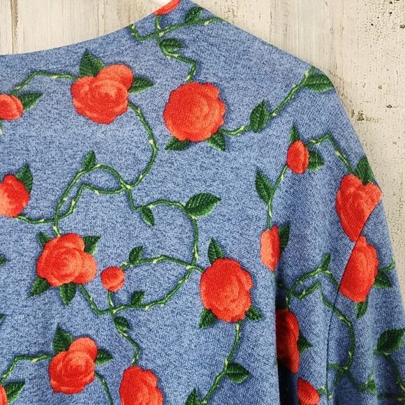 LuLaRoe Caroline Cardigan Sweater Blue Red Size 2XL - Picture 9 of 10